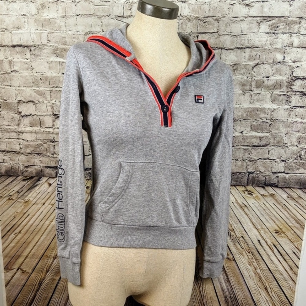 90s Fila hood Gray long sleeve